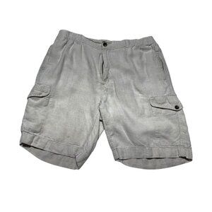Men's Linen Cargo Shorts Beige Waist 38